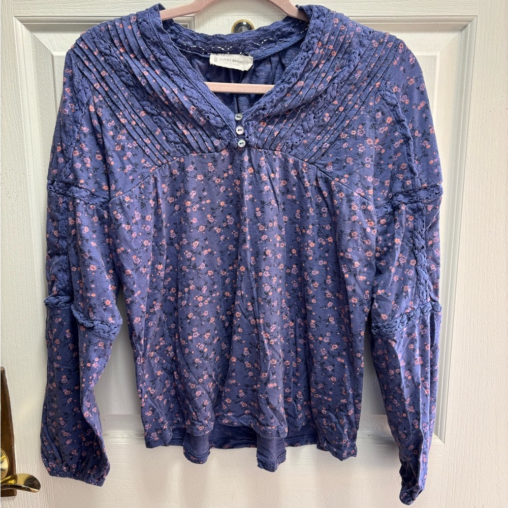 Lucky Brand Blue Floral Blouse